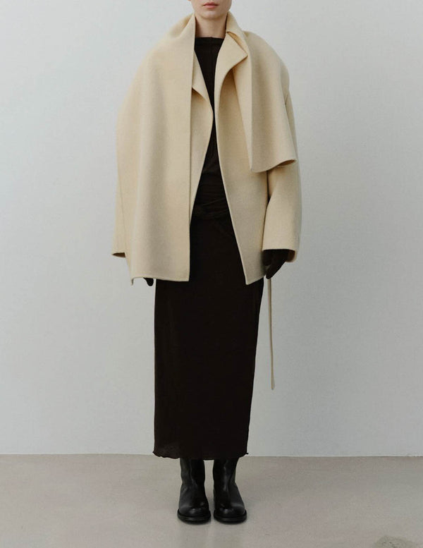 SANNA NY AVERY COAT WITH SCARF IVORY