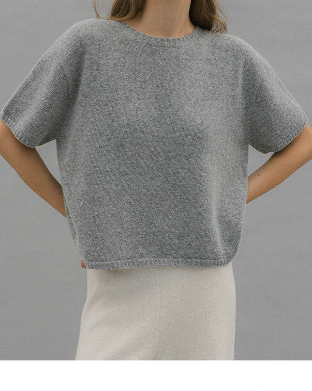 NINA HALF SLEEVE KNIT SOFT GREY