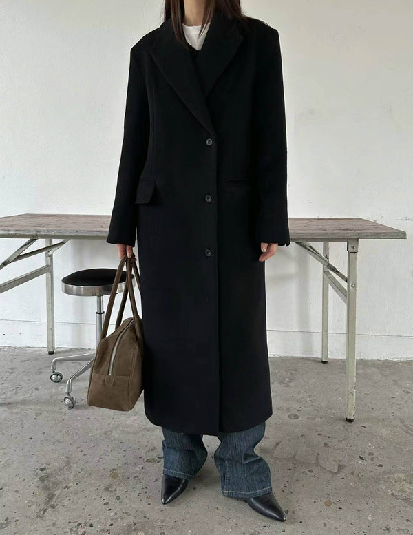 sanna ny grace wool overcoat black