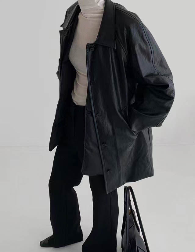 Pia Faux Leather Jacket Black – SANNA New York