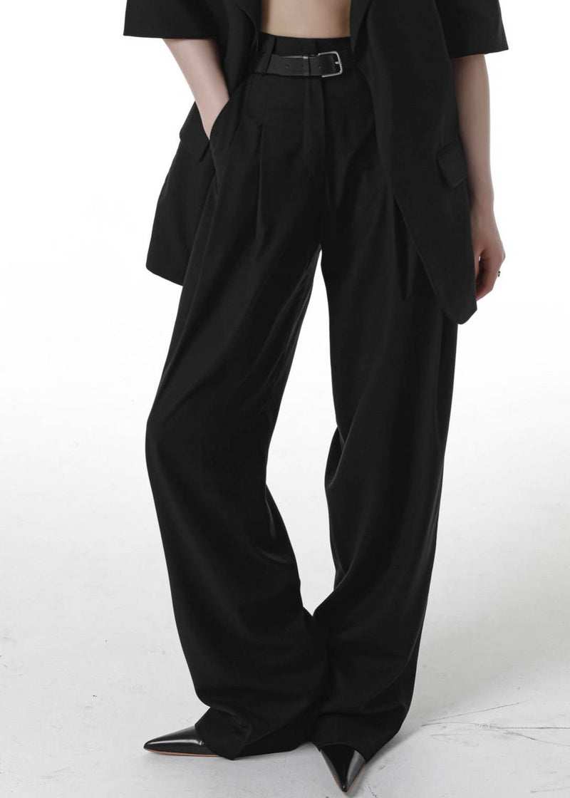 River Island wide leg tailored trouser with button detail in black | ASOS